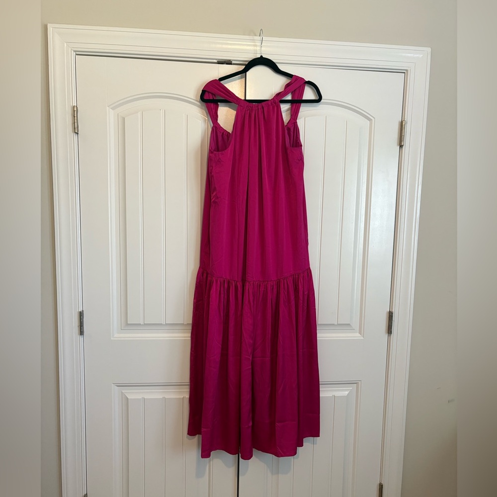 Banana Republic drop waist gathered halter maxi dress NWT fuschia M - Picture 2 of 10